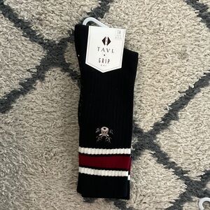 Black High Rise Reindeer Grip Socks